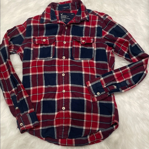 Other - Red and Blue Plaid Button-Up Shirt